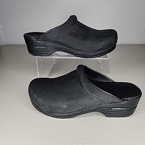 Dansko Womens Sonja Mule Size 40 9.5 Black Leather Work Nursing Comfy Shoe